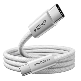 Anker Zolo USB-C to USB-C Braided Fast Charging Cable 240W (1m) – White (A8060H21)