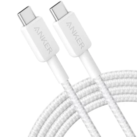 Anker 322 USB-C to USB-C Braided Cable 60W (6ft / 1.8m) – White (A81F6H21)