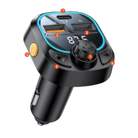 YESIDO Y70 15W Fast Charging Bluetooth FM Transmitter Car Charger – Black