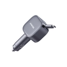 Anker Nano Car Charger  (75W, USB-C Port, Built-In Retractable USB-C Cable) Gray