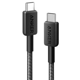 كابل Anker 322 مضفر USB-C إلى USB-C بقدرة 60 واط (1.8 متر) – أسود (A81F6H11)