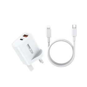 طقم شاحن ريماكس ٢٠ واط A+C وكابل C-L RP-U120